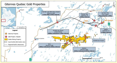 Gitennes Advances Exploration on Its JMW Gold Property, Chibougamau Area, Quebec