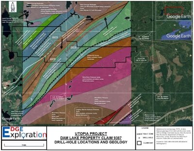 Edge Exploration Inc. Awarded a $25,000 New Brunswick Government grant for Greenfield Exploration in SW NB where a 2020 grant of $15,000 contributed to finding in overburden from two drill holes 420m apart: > 5ppm (g/t) gold, up to 249ppm Silver and up to 1260ppm Tungsten; from a hole 1.2 km SE, 324ppm Silver and 2350ppm Tungsten, and, Beyond which, a 5 km Anomalous Trend